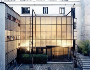 Precedent for Type C  LAYER CAKE / LOFT (LIVE-ADJACENT):  Maison de Verre [Paris, France 1932] by Bernard Bivjoet and Pierre Chareau, consisting of ground floor consulting rooms for a doctor with two floors of living accommodation above.